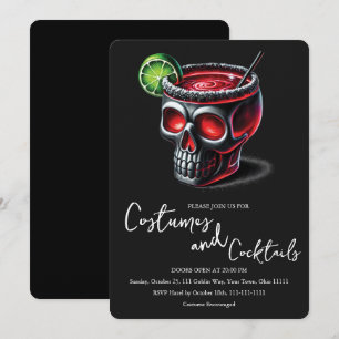 Gothic Skull Cocktail und Kostüme Halloween Einladung