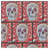 Gothic Skull Colorful Red Abstrakter Pop Kunst Stoff (Nahaufnahme)