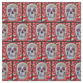 Gothic Skull Colorful Red Abstrakter Pop Kunst Stoff