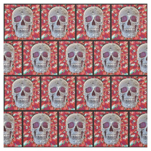 Gothic Skull Colorful Red Abstrakter Pop Kunst Stoff (Muster)