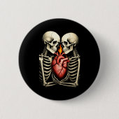 Gothic Skull Couple Flaming Heart Dark Romance Sty Button (Vorderseite)