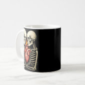 Gothic Skull Couple Flaming Heart Dark Romance Sty Kaffeetasse (Vorderseite Links)