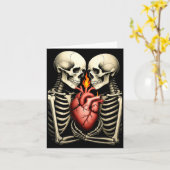 Gothic Skull Couple Flaming Heart Dark Romance Sty Karte (Gelbe Blume)