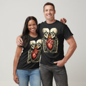 Gothic Skull Couple Flaming Heart Dark Romance Sty T-Shirt (Unisex)