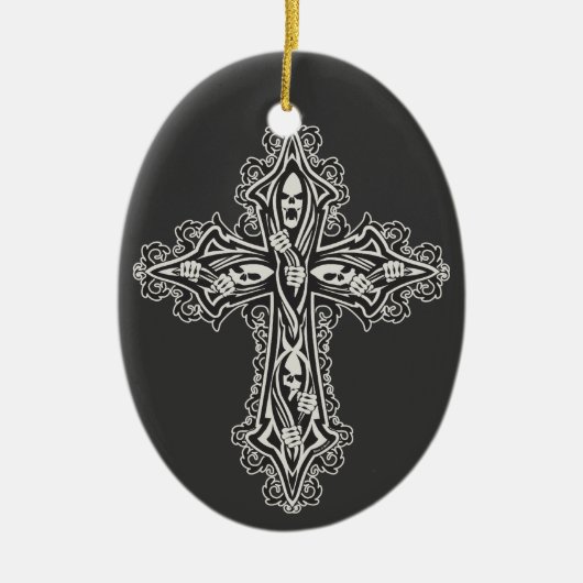 Gothic Skull Cross Keramik Ornament (Vorne)