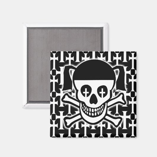 Gothic Skull & Crossbones Magnet (Vorderseite/Rückseite)