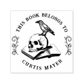 Gothic Skull & Crow 'from the Library' Briefmarke Permastempel (Design)