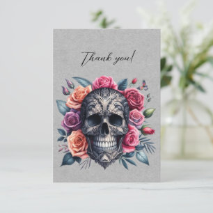 Gothic Skull Crown of Roses Dankeschön Dankeskarte