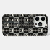 Gothic Skull & Damask Checkerboard Phone Case  (Rückseite (Horizontal))