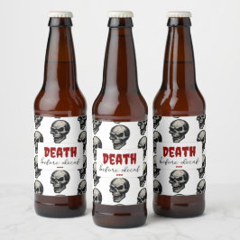 Gothic Skull "Death Before Decaf" | Spooky Funny - Bierflaschenetikett