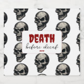 Gothic Skull "Death Before Decaf" | Spooky Funny - Bierflaschenetikett (Einzelnes Label)
