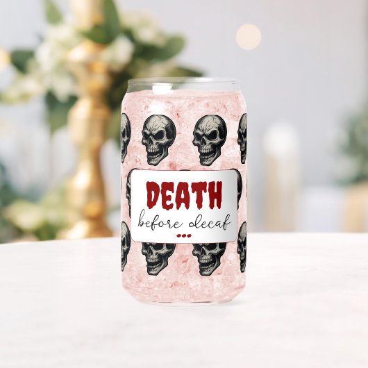 Gothic Skull "Death Before Decaf" | Spooky Funny - Dosenglas (Insitu (Hochzeit))
