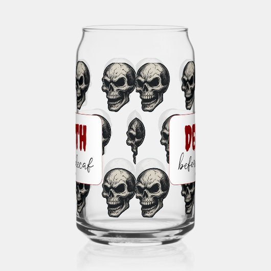 Gothic Skull "Death Before Decaf" | Spooky Funny - Dosenglas (Links)