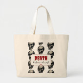 Gothic Skull "Death Before Decaf" | Spooky Funny - Jumbo Stoffbeutel (Vorne)