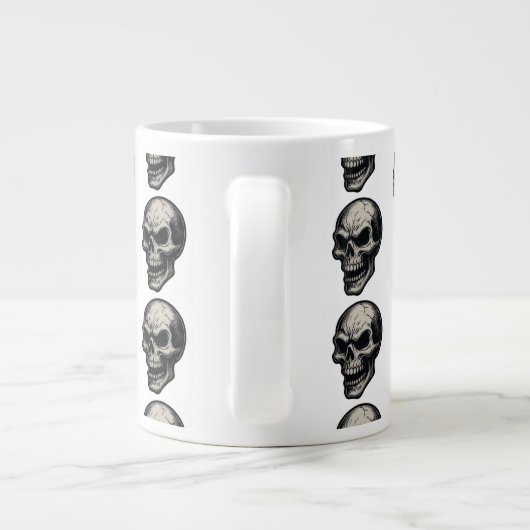Gothic Skull "Death Before Decaf" | Spooky Funny - Jumbo-Tasse (Rückseite)
