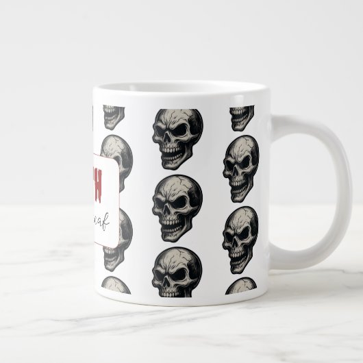 Gothic Skull "Death Before Decaf" | Spooky Funny - Jumbo-Tasse (Rechts)