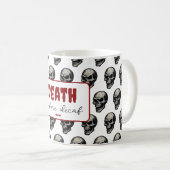 Gothic Skull "Death Before Decaf" | Spooky Funny - Kaffeetasse (VorderseiteRechts)
