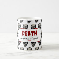 Gothic Skull "Death Before Decaf" | Spooky Funny -