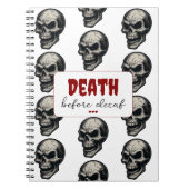 Gothic Skull "Death Before Decaf" | Spooky Funny - Notizblock (Vorderseite)