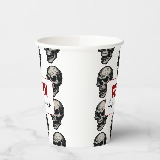 Gothic Skull "Death Before Decaf" | Spooky Funny - Pappbecher (Links)