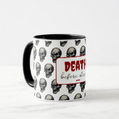 Gothic Skull "Death Before Decaf" | Spooky Funny - Tasse (Vorderseite Links)