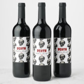 Gothic Skull "Death Before Decaf" | Spooky Funny - Weinetikett (Flaschen)