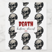 Gothic Skull "Death Before Decaf" | Spooky Funny - Weinetikett (Einzelnes Label)