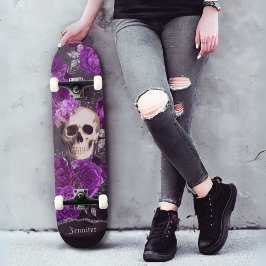 Gothic Skull Dunkle Lila Rose Personalisiert Skateboard