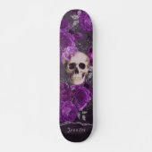 Gothic Skull Dunkle Lila Rose Personalisiert Skateboard (Vorne)