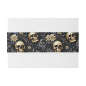 Gothic Skull Elegante Floral Gold Hochzeit Einladungsbanderole (Rückseitenbeispiel)
