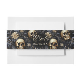 Gothic Skull Elegante Floral Gold Hochzeit Einladungsbanderole