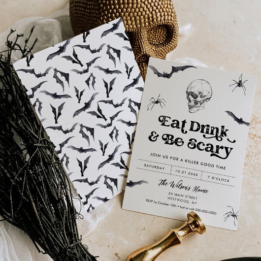 Gothic Skull essen, trinken, Beängstigendes Hallow Einladung