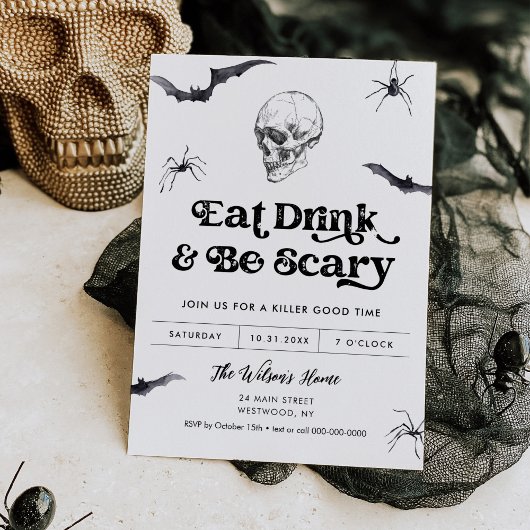 Gothic Skull essen, trinken, Beängstigendes Hallow Einladung