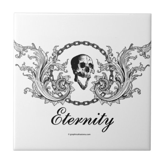 Gothic Skull Eternity Viktorianisch Graveyard Art Fliese (Vorderseite)