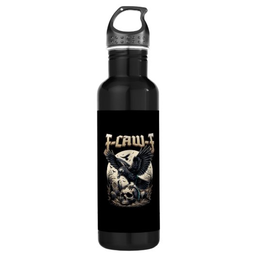 Gothic Skull F-Caw-F Crow Adult Humor Graphic Edelstahlflasche (Vorderseite)