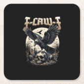 Gothic Skull F-Caw-F Crow Adult Humor Graphic Rechteckiger Pappuntersetzer (Vorderseite)
