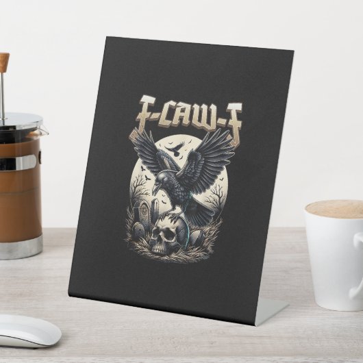 Gothic Skull F-Caw-F Crow Adult Humor Graphic Sockelschild (In SItu)