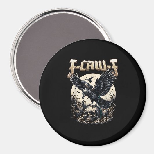 Gothic Skull F Caw F Crow Humor Graphic Magnet (Vorderseite/Rückseite)
