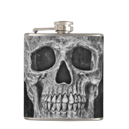Gothic Skull Face Black and White Cool Grunge Flachmann
