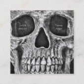 Gothic Skull Face Black and White Tattoo Shop Quadratische Visitenkarte (Vorderseite)