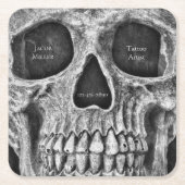 Gothic Skull Face Black and White Tattoo Shop Rechteckiger Pappuntersetzer (Vorderseite)