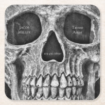 Gothic Skull Face Black and White Tattoo Shop
