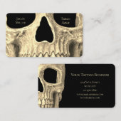 Gothic Skull Face Black Beige Tattoo Shop Visitenkarte (Vorne/Hinten)