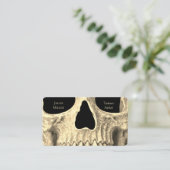 Gothic Skull Face Black Beige Tattoo Shop Visitenkarte (Stehend Vorderseite)