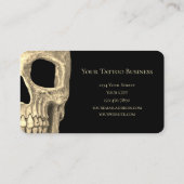 Gothic Skull Face Black Beige Tattoo Shop Visitenkarte (Rückseite)