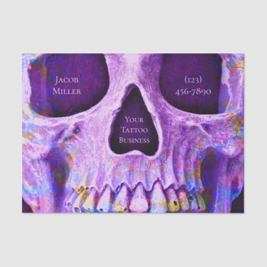 Gothic Skull Face Einzigartiger Lila Blue Tattoo S Seidenpapier (Vorderseite)