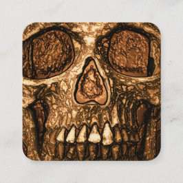 Gothic Skull Face Glows Gold Black Tattoo Shop Visitenkarte