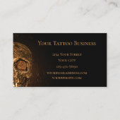 Gothic Skull Face Glows Gold Black Tattoo Shop Visitenkarte (Rückseite)