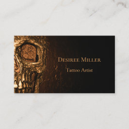 Gothic Skull Face Glows Gold Black Tattoo Shop Visitenkarte