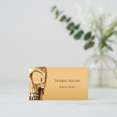 Gothic Skull Face Gold White Tattoo Shop Visitenkarte (Stehend Vorderseite)